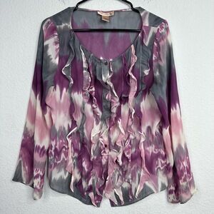 Transitions Shirt Womens 12 Purple Silk Whimsigoth Boho Artsy Dark Romantic‎